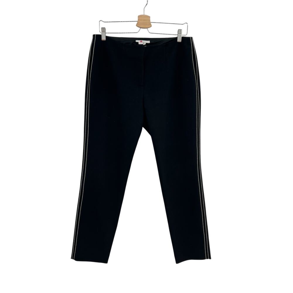 Boden Windsor Pants Trousers Ankle Embroidered Cotton Wool Blend Black Size US 8